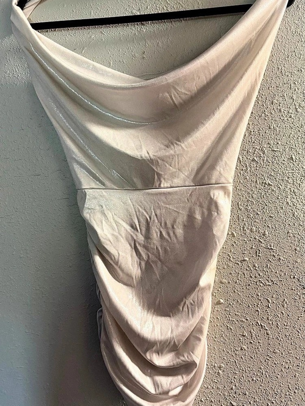 Ruched Draped Maxi Dress in White Like New